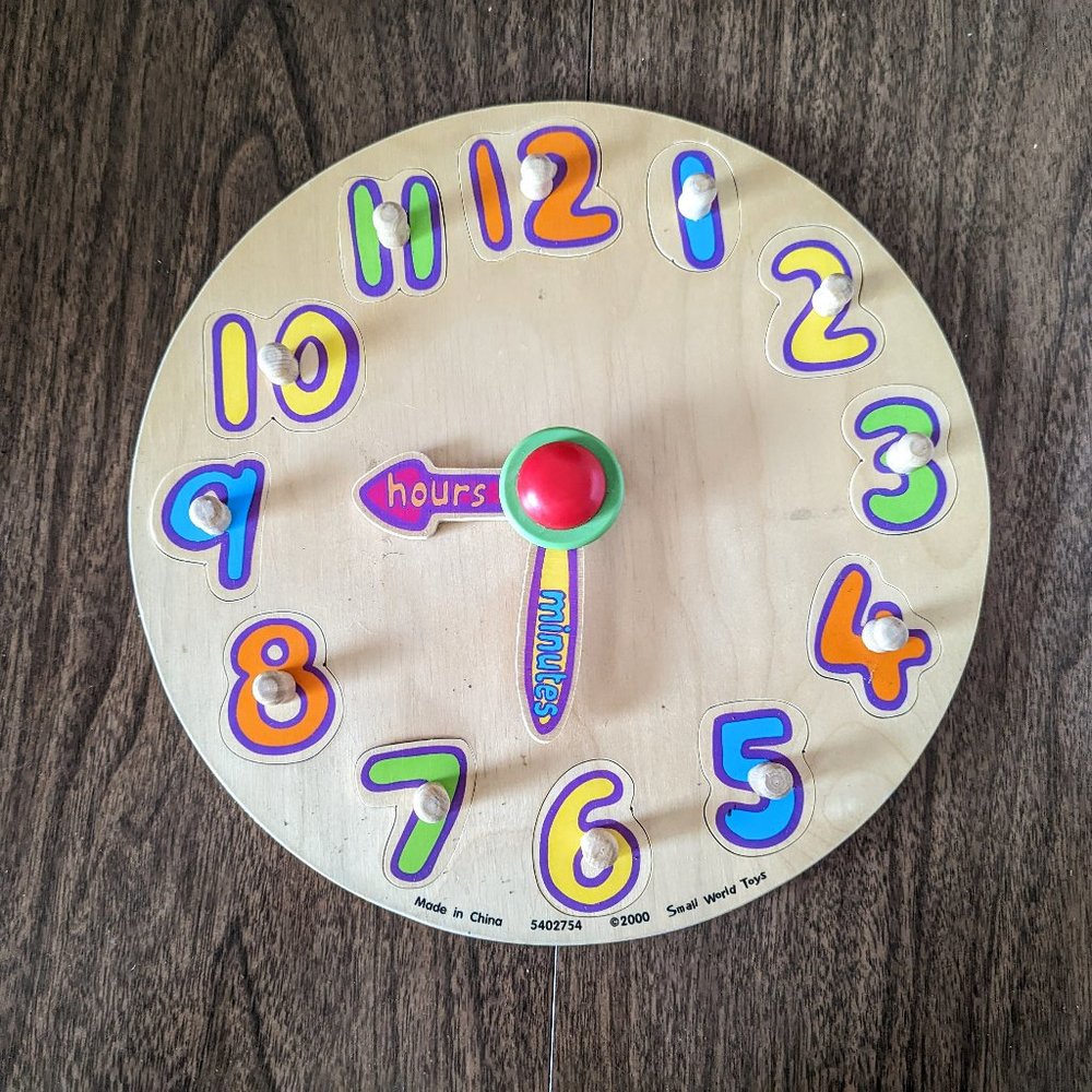 Small World Toys Puzzibilities Puzzle Time Clock Wood Pieces
